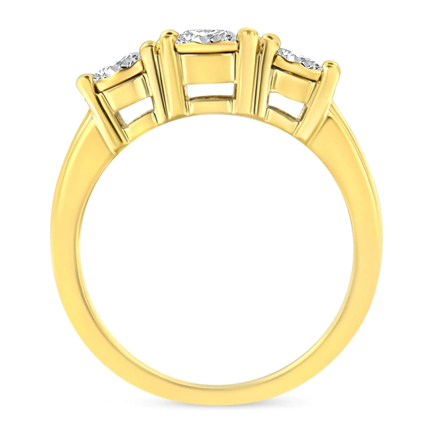 14K Yellow Gold Plated .925 Sterling Silver 1.00 Cttw Miracle-Set Round Diamond Three Stone Engagement Ring (K-L Color, I1-I2 Clarity) - Ultimate Online Marketplace