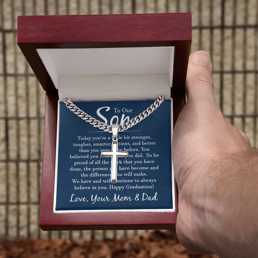 Personalized Steel Cross Necklace on Cuban Chain - Ultimate Online Marketplace