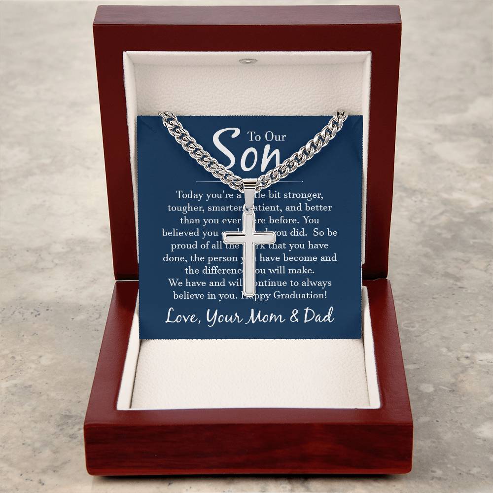 Personalized Steel Cross Necklace on Cuban Chain - Ultimate Online Marketplace