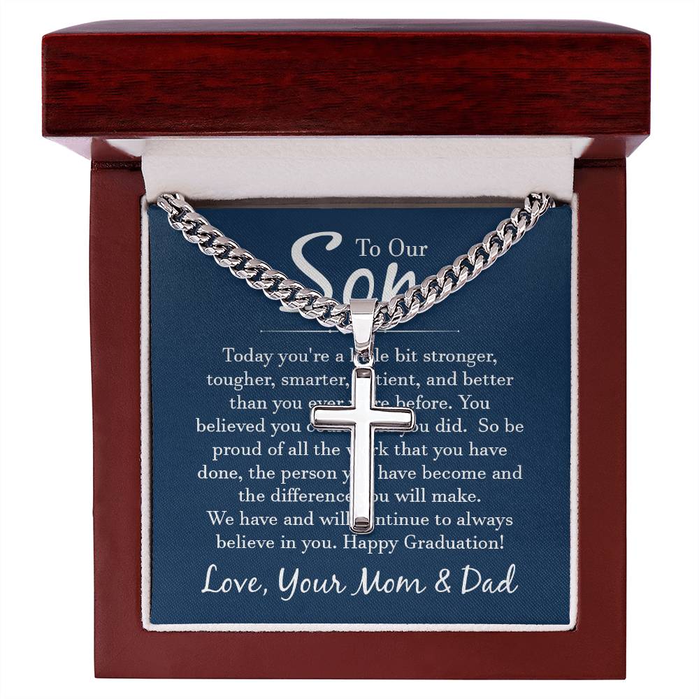 Personalized Steel Cross Necklace on Cuban Chain - Ultimate Online Marketplace