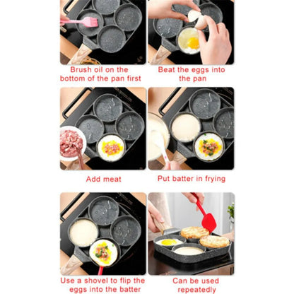 Four-Hole Non-Stick Omelet Pan: Breakfast Maker Cookware