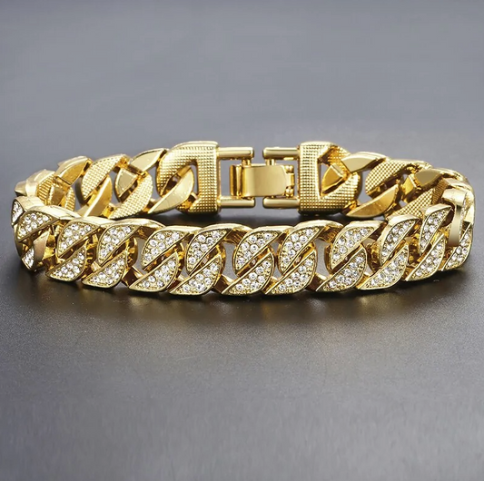 Bracelet chaîne cubaine Miami Curb pour homme doré